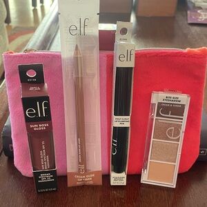 e.l.f. Makeup Set: lip gloss, lip liner, plumping pen, & eyeshadow in pouch. NWT